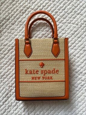 Kate Spade Ellie Mini Tote Straw and Orange Zin